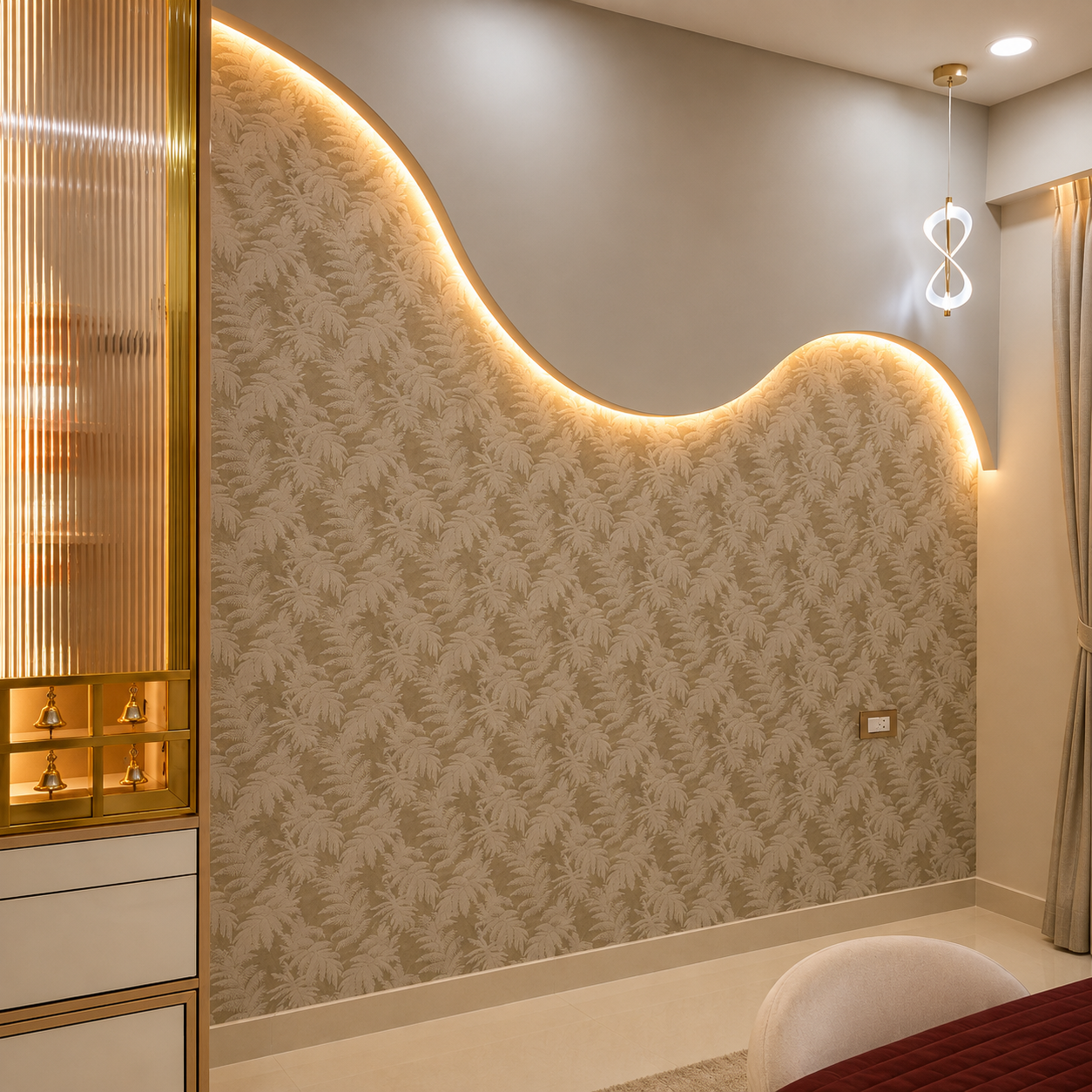 Warm Curved Accent Wall Interiors